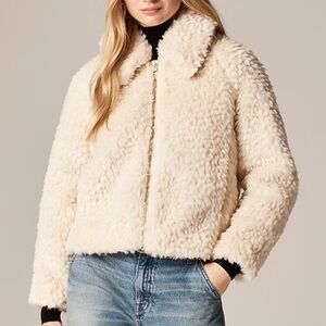 JCrew Women's Cream Faux Fur Jacket
